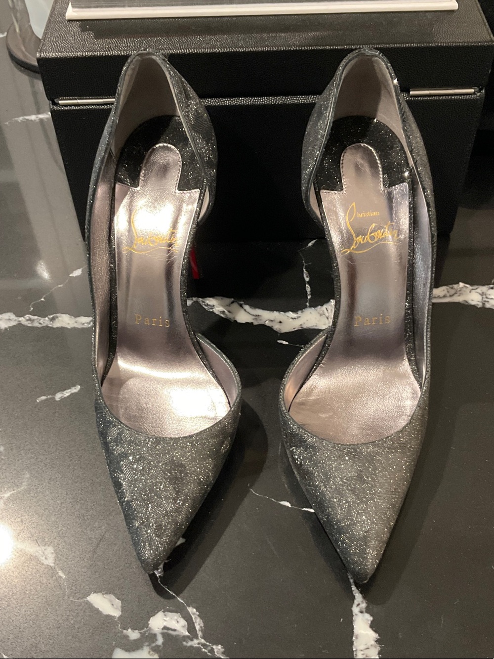 Christian Louboutin Iriza Glitter Pumps - Silver Gray